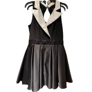 Betsy & Adam Black Mini Dress with Cream Lapel